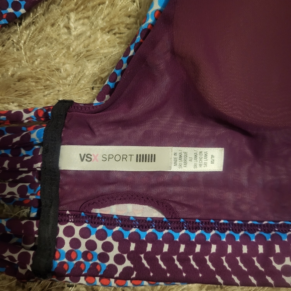 Victoria's Secret Sports Bra - Abstract Polka Dot - Deep V - Size X-Small - Picture 3 of 6